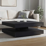 ZNTS Coffee Table 360-Degree Rotatable Black Oak 90x90x34.5 cm 3321352