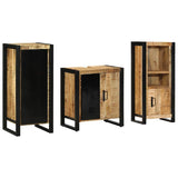 Bathroom Furniture Set with Shelf 3 pcs Brown Solid Mango Wood 3305628