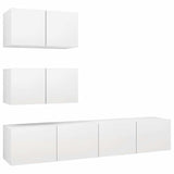 4 Piece TV Cabinet Set White Engineered Wood 3078710