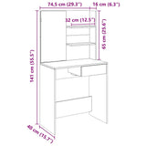 Dressing Table with Mirror Artisan Oak 74.5x40x141 cm 857008