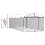 Outdoor Dog Kennel with Roof Silver 3x7.5x2.5 m Galvanised Steel 3190489