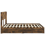 Bed Frame with Storage and Headboard Smoked Oak 135 x 190 cm 3414393