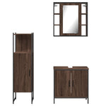 ZNTS 3 Piece Bathroom Cabinet Set Brown Oak Engineered Wood 3214764