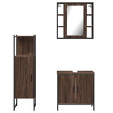 ZNTS 3 Piece Bathroom Cabinet Set Brown Oak Engineered Wood 3214764