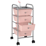 4-Drawer Mobile Storage Trolley Pink Plastic 320400