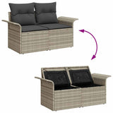 Garden Sofa with Cushion Light Grey 141 x 62 x 69cm Poly Rattan 42006707