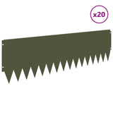 Lawn Edging 20 pcs 103 x 30 cm Steel Olive Green 8008413