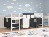 Kids'Loft Bed Frame with Curtains White and Black 80 x 200 cm 42020809