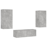 3 Piece TV Wall Cabinets with LED Lights Concrete Grey 3216877