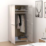 Wardrobe HAMAR White 89x50x180 cm Solid Wood Pine 340481