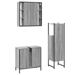 ZNTS 3 Piece Bathroom Cabinet Set Grey Sonoma Engineered Wood 3214763