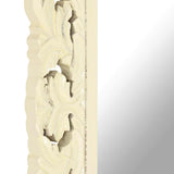 Hand Carved Mirror White 80x50 cm Solid Mango Wood 321642