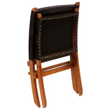 Folding Relaxing Chair Black Real Leather 246364
