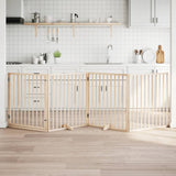 Dog Gate with Door Foldable 4 Panels 320 cm Poplar Wood 352179