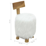 ZNTS Stool White Solid Teak Wood 285207