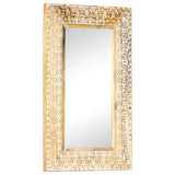 Hand-Carved Mirror 80x50x2.6 cm Solid Mango Wood 321645