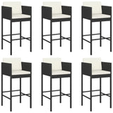 7 Piece Garden Bar Set with Cushions Black Poly Rattan 3203927