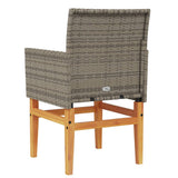 Garden Chairs with Cushions 2 pcs Grey Poly Rattan&Solid Wood 368715