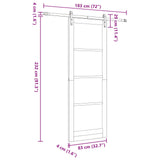Sliding Door White and Black 83 x 232 cm Solid Pine Wood 3445401