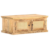 Coffee Table 90x50x35 cm Solid Mango Wood and Natural Cane 289089