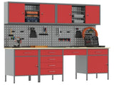 Work Cabinet with Drawer 10 pcs Red Engineered Wood and Steel 3321479