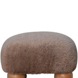 Mocha Faux Fur Nordic Footstool IN3483