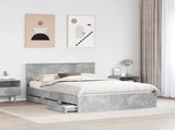 Bed Frame with Drawer Concrete Grey 140 x 190 cm Engineer Wood 3410710