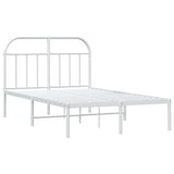 Metal Bed Frame without Mattress with Headboard White 135x190cm 353683