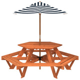 Picnic Table for 6 Kids with Umbrella Hexagon Solid Wood Fir 3281628