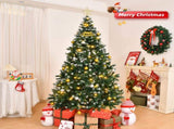 7 FT Snow Tipped Artificial Christmas Tree with DIY 150 Warm Lights, Remote Control, 1100 Branch 03739007
