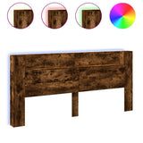 Headboard Cabinet with LED Smoked Oak 220x16.5x103.5 cm 839277