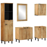 5 Piece Bathroom Furniture Set Brown Solid Wood Mango 3310009