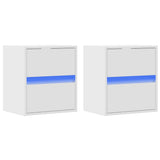 Wall-mounted Bedside Cabinets with LED Lights 2 pcs White 3307962