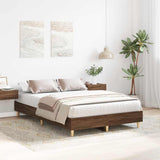 Bed Frame No Mattress Brown Oak 140x190 cm Engineered Wood 861063