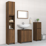 ZNTS 4 Piece Bathroom Furniture Set Brown Oak Engineered Wood 3143930