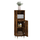 Bathroom Cabinet Smoked Oak 30x30x100 cm Engineered Wood 831553