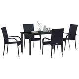 Garden Dining Set 5 pcs Black Powder-Coated Steel 3379403