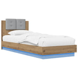 Bed Frame with LED Artisian Oak 80 x 200 cm Engineered Wood 3429668