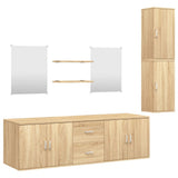 7 Piece Bathroom Furniture Set Oak Engineered Wood 242562