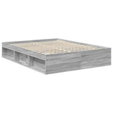 Bed Frame Grey Sonoma 150 x 200 cm Solid Pine Wood 3412475