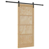 Sliding Door Natural and Black 86 x 198.5 cm Solid Pine Wood 3333202