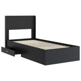 Bed Frame with Storage and Headboard Black 75 x 190 cm 3414524