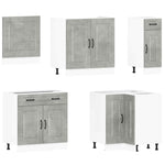 ZNTS 11 Piece Kitchen Cabinet Set Kalmar Concrete Grey Engineered Wood 3314915