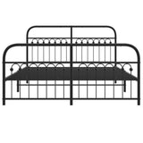 Metal Bed Frame without Mattress with Footboard Black 150x200cm 376620