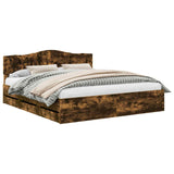 Bed Frame with Drawer Smoked Oak 180 x 200 cm Engineer Wood 3412981