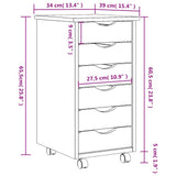 Rolling Cabinet with Drawers "MOSS" Black Solid Wood Pine 4015782