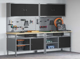 Work Bench Set 8 pcs Black and Grey 200 x 55 x 200 cm Steel 3321494