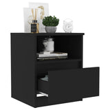 Bed Cabinet Set of 2 Black Engineered Wood Compact Bed Cabinet 806160