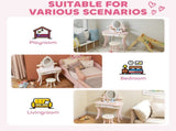 Kids Dressing Table, Girls Vanity Set with Mirror and Stool, 7 Play Accessories, Drawer, Desktop T3398P422358