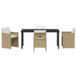 Garden Dining Set with Cushion 5 pcs Beige Poly Rattan 3379958